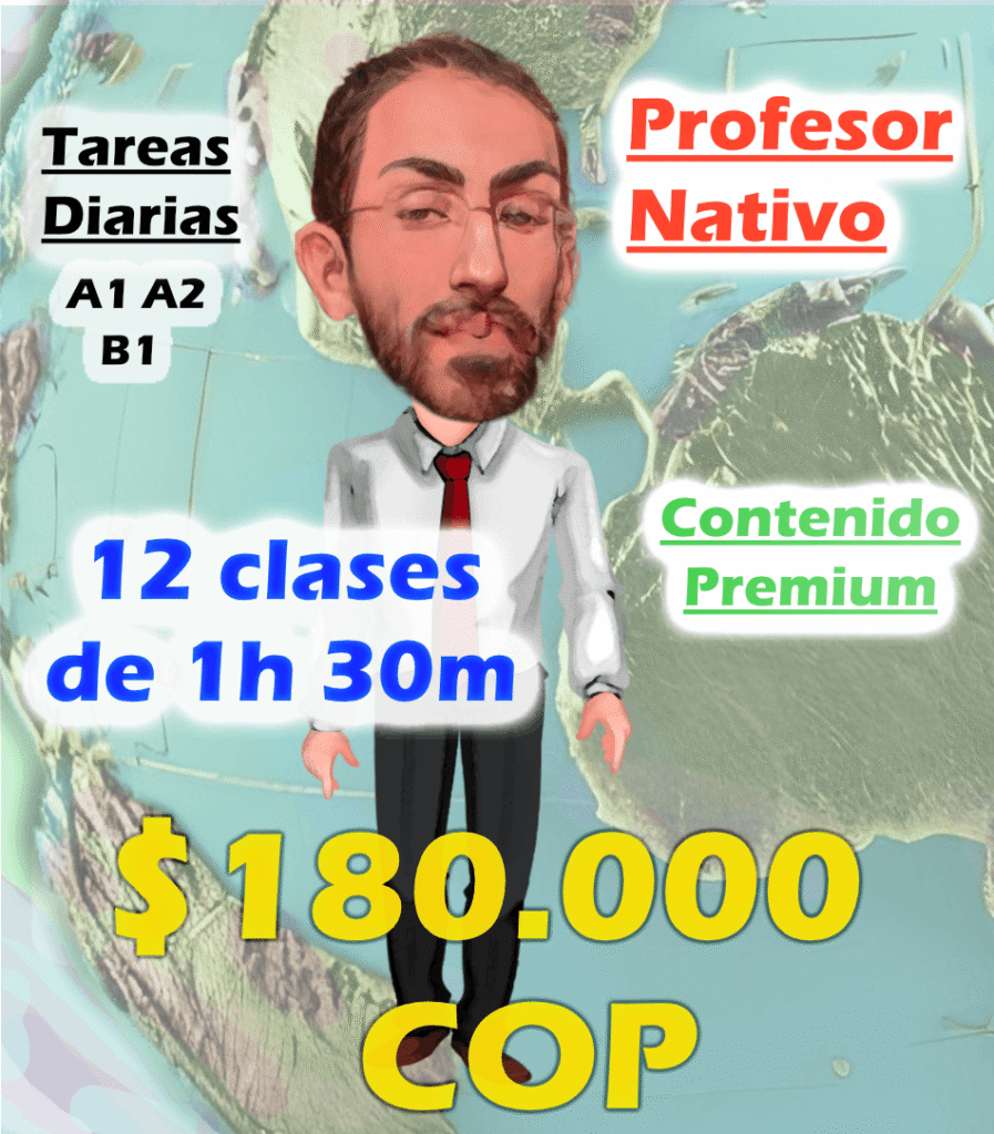 Clases Alien English por 180 mil pesos colombianos, tareas diarias, 12 clases de 1 hora y 30 minutos,